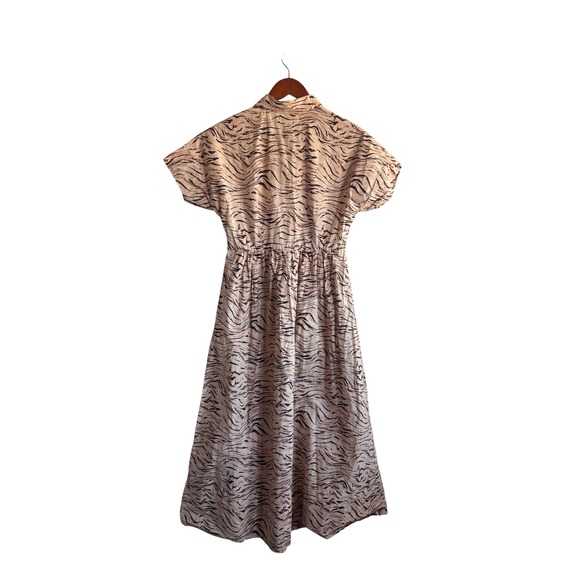 Olivia by Livro Tiger Stripe Cotton Button Front Midi Dress Tan Black XS - Picture 8 of 8